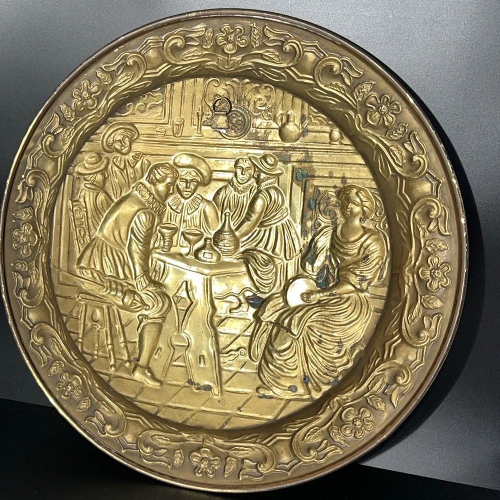 Vintage Embossed Brass 16.5